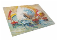 Carolines Treasures  JMK1037LCB Buzzards Sailboat Race Glass Cutting Board Large