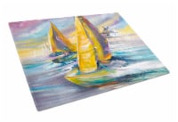 Sailboat with Middle Bay Lighthouse Glass Cutting Board Large
