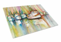 Carolines Treasures JMK1074LCB Shrimp Fleet Glass Cutting Board Large