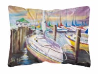 Sailboats at the Fairhope Yacht Club Docks Canvas Fabric Decorative Pillow