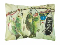 Recession Food Fish caught with Spam Canvas Fabric Decorative Pillow