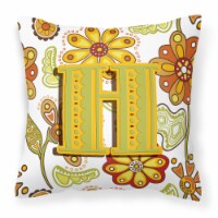 Carolines Treasures  CJ2003-HPW1414 Letter H Floral Mustard and Green Fabric Dec