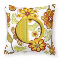 Carolines Treasures  CJ2003-OPW1414 Letter O Floral Mustard and Green Fabric Dec