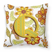 Carolines Treasures  CJ2003-QPW1414 Letter Q Floral Mustard and Green Fabric Dec