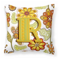 Carolines Treasures  CJ2003-RPW1414 Letter R Floral Mustard and Green Fabric Dec