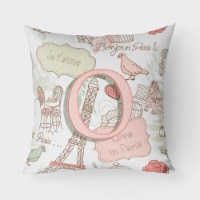 Carolines Treasures  CJ2002-OPW1818 Letter O Love in Paris Pink Fabric Decorativ