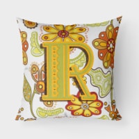 Carolines Treasures  CJ2003-RPW1818 Letter R Floral Mustard and Green Fabric Dec