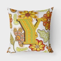 Carolines Treasures  CJ2003-YPW1818 Letter Y Floral Mustard and Green Fabric Dec