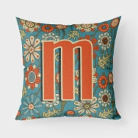 Carolines Treasures  CJ2012-MPW1818 Letter M Flowers Retro Blue Fabric Decorativ