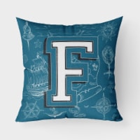 Letter F Sea Doodles Initial Alphabet Fabric Decorative Pillow