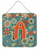 Carolines Treasures  CJ2012-ADS66 Letter A Flowers Retro Blue Wall or Door Hangi