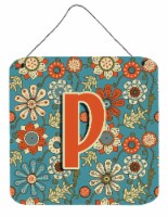 Carolines Treasures  CJ2012-PDS66 Letter P Flowers Retro Blue Wall or Door Hangi