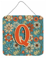 Carolines Treasures  CJ2012-QDS66 Letter Q Flowers Retro Blue Wall or Door Hangi