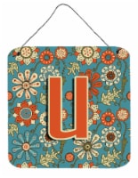 Carolines Treasures  CJ2012-UDS66 Letter U Flowers Retro Blue Wall or Door Hangi