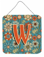 Carolines Treasures  CJ2012-WDS66 Letter W Flowers Retro Blue Wall or Door Hangi
