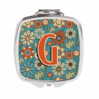 Carolines Treasures CJ2012-GSCM Letter G Flowers Retro Blue Compact Mirror