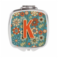 Carolines Treasures CJ2012-KSCM Letter K Flowers Retro Blue Compact Mirror