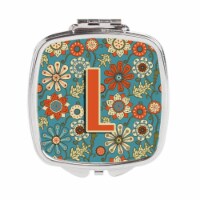 Carolines Treasures CJ2012-LSCM Letter L Flowers Retro Blue Compact Mirror