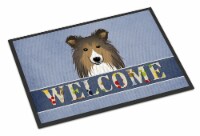 Carolines Treasures  BB1428MAT Sheltie Welcome Indoor or Outdoor Mat 18x27, Blue