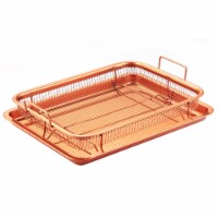 Crisper Tray Set Non Stick Cookie Sheet Tray Air Fry Pan Grill Basket Oven Dishwasher