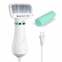 2 In 1 Pet Hair Dryer, Portable Pet Grooming Blower with Slicker Brush,Adjustable Temperature