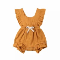 Laurenza's Baby Girls Mustard Frill Romper