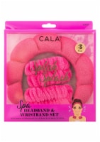 Cala® Spa Headband & Wristband Set - Hot Pink Perspective: Main