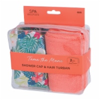 CALA Spa Solutions Tame The Mane Shower Cap & Hair Turban Travel Pouch - Tropical Perspective: Main