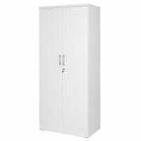 Better Home Products Harmony Wood Two Door Armoire Wardrobe Cabinet in White