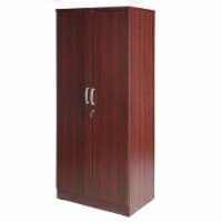 Better Home Products Harmony Wood Two Door Armoire Wardrobe Cabinet in Mahogany