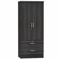 Better Home Products Grace Wood 2-Door Wardrobe Armoire with 2-Drawers in Gray