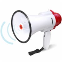 Croove Megaphone Bullhorn Red & White | 30W Lightweight 800Y Range