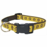 Sassy Dog Wear PUPPY PAWS-YELLOW3-C Puppy Paws Dog Collar- Yellow & Brown - Medium