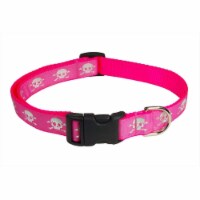 Sassy Dog Wear REFLECTIVE SKULL-PINK3-C Reflective Skull Dog Collar- Pink - Medium