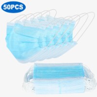 50Pcs 3-Layers Disposable Face Masks Elastic Earloop