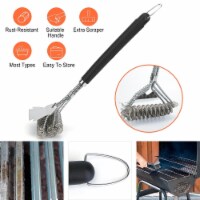 BBQ Grill Cleaning Brush Stainless Steel Barbecue Cleaner Scraper 16.5in Handle Stiff Wire