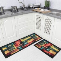 Coffee Kitchen Non-Slip 19 in. x 39 in. - 18 in. x 30 in. 2-Piece Kitchen Mat Rug Set