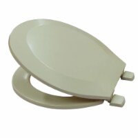 J&V Textiles Elongated Toilet Seat With Easy Clean & Change Hinge, Beveled Edges (Beige)