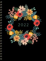 2022 Floral Wreath Medium Weekly Monthly Planner + Coordinating Planning Stickers Perspective: Main