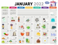 2022 Rainbow Blocks Desk Pad Monthly Blotter Calendar Perspective: Main