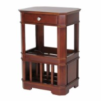 Wayborn Magazine Rack with one drawer 19Wx15Dx28 H End Table in Brown wood
