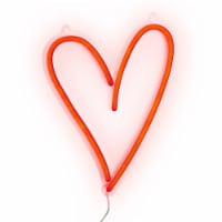 Amped  Co Heart LED Neon Light, Red, 13.8x10.25in, On/Off Switch