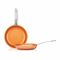 2 Pack Bundle, 8 + 9 Fry Pans, Copper Color Ceramic Ptfe Free Non-Stick