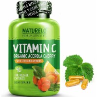 NATURELO Vitamin C Organic Acerola Cherry Time Release Capsules