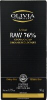 Olivia Chocolat  Artisan 76% Raw Cocoa Organic Chocolate Bar Perspective: Main