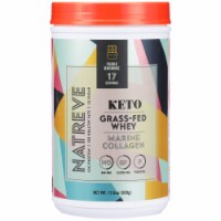 Natreve Fudge Brownie Flavored Keto Grass-Fed Whey Marine Collagen Powder Supplement