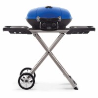 Napoleon TravelQ 285X Portable Propane Gas Grill w/ Scissor Cart & Griddle, Blue