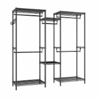 Black Metal Clothes Rack with 0.75 in. Diameter Rods 75 in. W x 76.77 in. H