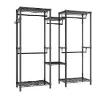 Black Metal Clothes Rack with 0.98 in. Diameter Rods 75 in. W x 76.77 in. H