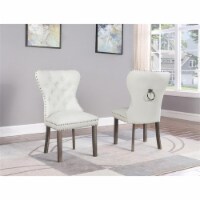 Modern Rustic Side Chairs in White Faux Leather and Tufted Seats (Set of 2)